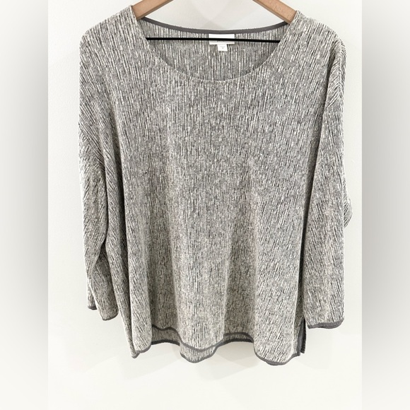 J. Jill Pure Jill Linen Blend Split Hem Tunic Gray Size Medium - Picture 3 of 5